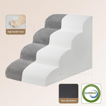 EHEYCIGA Curved Dog Stairs for High Beds 19.7" H 4-Step Dog