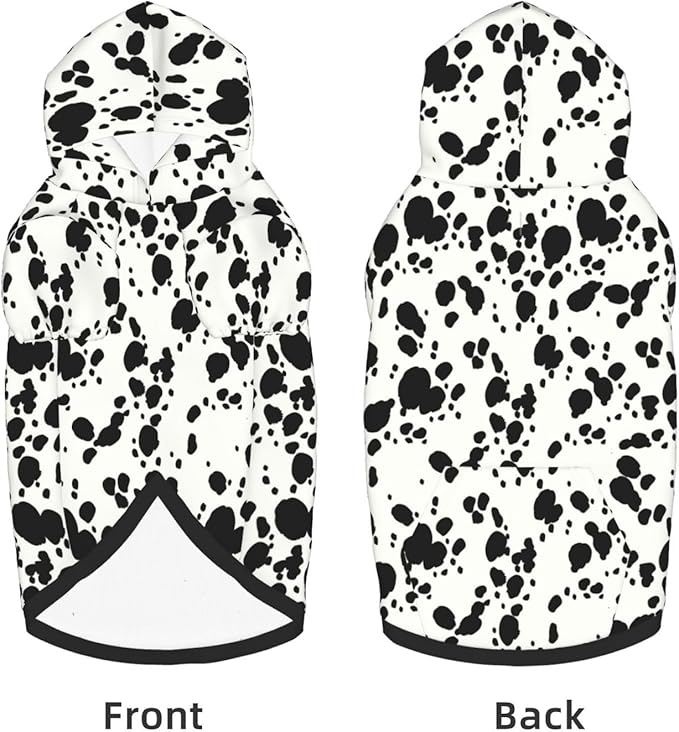 Halloween Dalmatian Dog Costume, Cute Animal Dalmatians Print Winter Clothes Sweaters for Halloween Cosplay Autumn Pets' Wear Dog Winter Hoodies with Pocket for Medium Large Dogs L