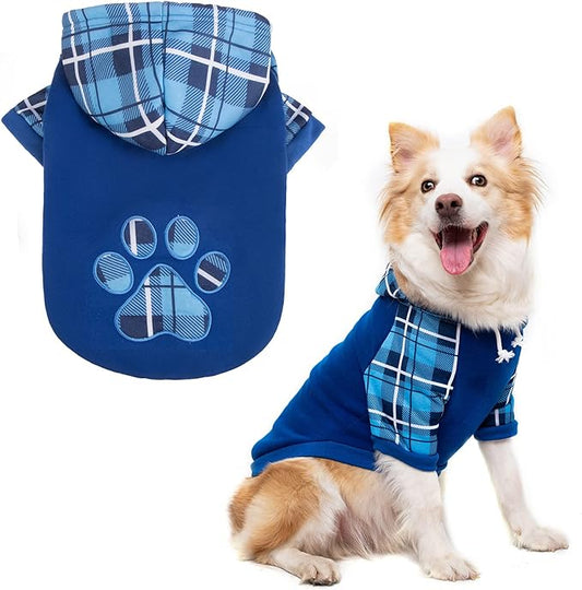 Plaid Dog Hoodie Pet Clothes Sweaters with Hat
