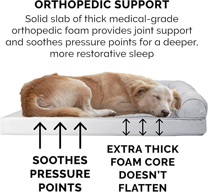 Furhaven Orthopedic Dog Bed for Large Dogs w/ Removable Bolsters & Washable Cover 125 lbs