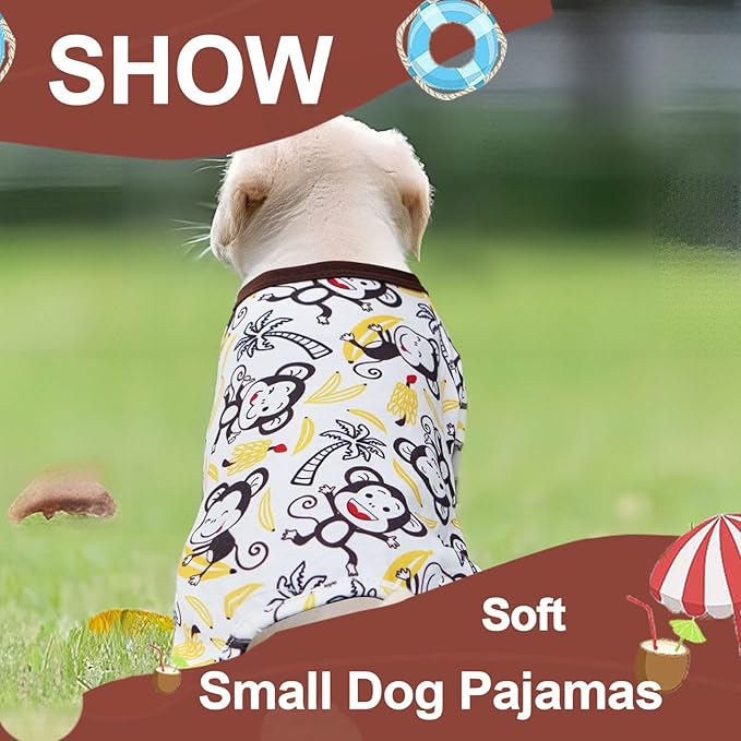 Dog Pajamas for Small Medium Dogs Summer Cute Dog Clothes Boy Girl Dog Pjs Soft Stretchy Doggie Puppy Clothes Cat Pet Jammies Outfit (Brown