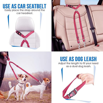 Yuehuam Dog Car Seat Belt 2023 Pet 2 Dogs, 360 Degree