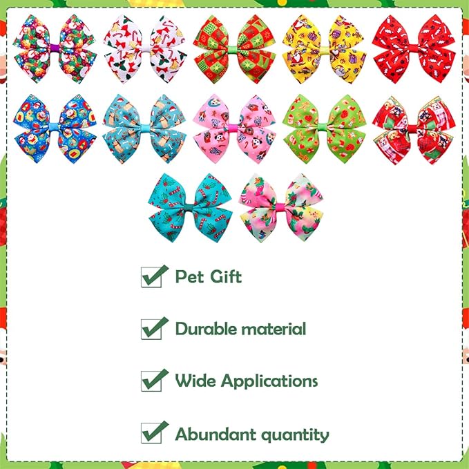 24Pcs/12 Pairs 4" Big Dog Hair Bows Christmas