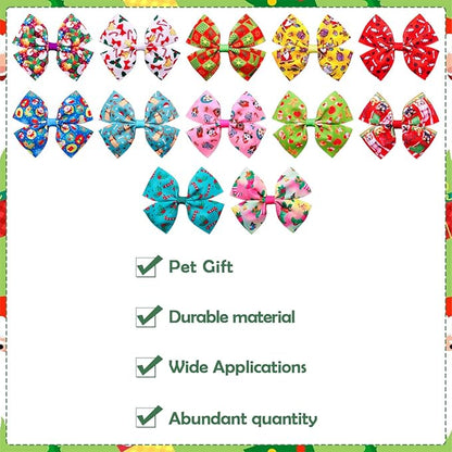 24Pcs/12 Pairs 4" Big Dog Hair Bows Christmas