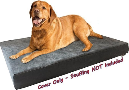 Dogbed4less DIY Pet Bed Pillow Grey Microsuede Duvet Cover and Waterproof Internal case for Large Dog at 47X29X4 Inch - Covers only