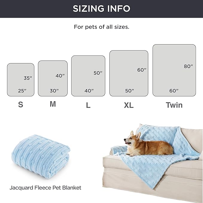 Bedsure Dog Blanket for Large Dogs Washable - Soft Fluffy Puppy Blanket with Premium 300GSM Coral Fleece, Cozy Calming Cat Blankets for Indoor Cats, Fuzzy Pet Blanket for Kitten Doggy, Blue, 40x50IN