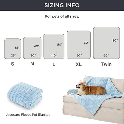 Bedsure Dog Blanket for Large Dogs Washable - Soft Fluffy Puppy Blanket with Premium 300GSM Coral Fleece, Cozy Calming Cat Blankets for Indoor Cats, Fuzzy Pet Blanket for Kitten Doggy, Blue, 40x50IN