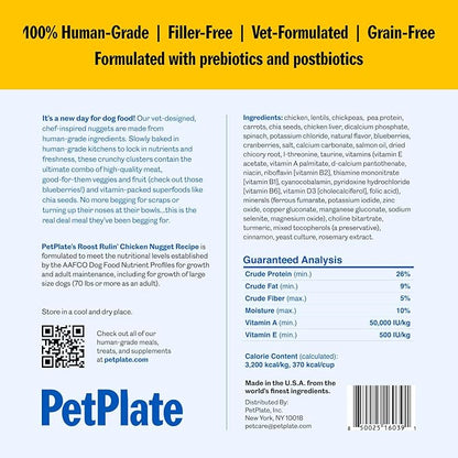 PetPlate FreshBaked Dry Dog Food, Gently Baked and Air-Dried Human Grade Dog Food, Vet Designed and Formulated with Prebiotics and Postbiotics, Grain Free, No Fillers or by-Products 2lbs (Chicken)