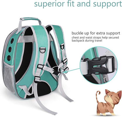 LOLLIMEOW Pet Carrier Backpack, Bubble Backpack Carrier, Cats and Puppies,Airline-Approved, Designed for Travel, Hiking, Walking & Outdoor Use (Classic-Green)