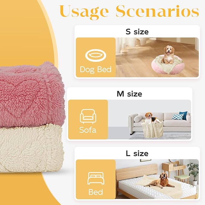 MACEVIA Fluffy Fleece Dog Blankets (24x29 Inch,Cream)