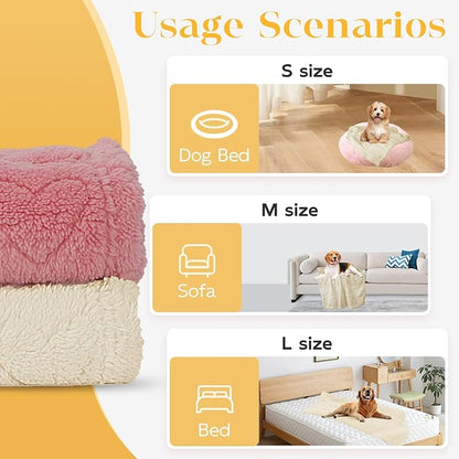 MACEVIA Fluffy Fleece Dog Blankets (24x29 Inch,Cream)