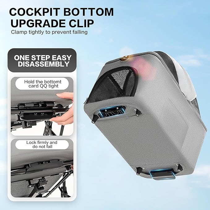 3 in 1 Dog Stroller 4 Wheels Folding