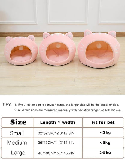 QWINEE Indoor Cat Bed Cave with Removable Cushion