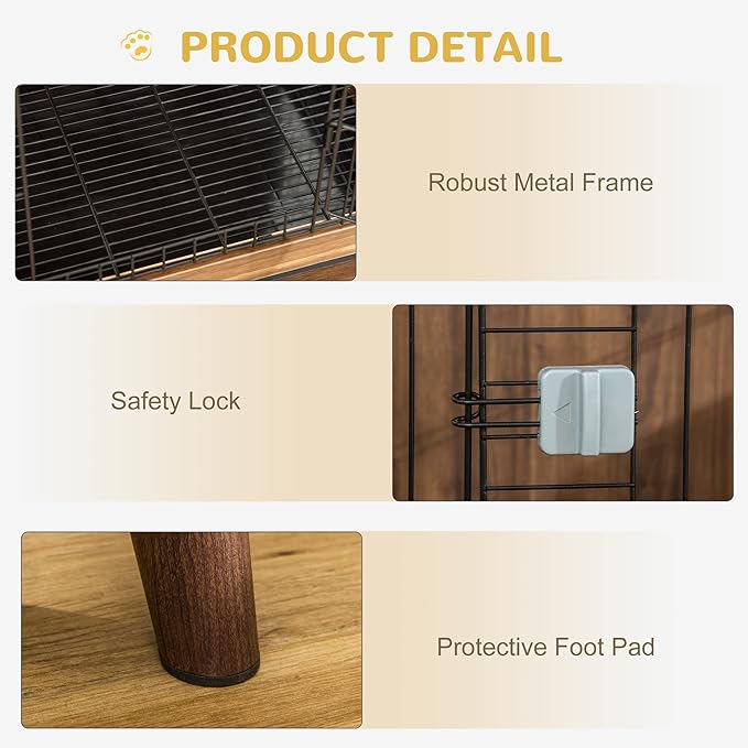 PawHut Dog Crate Furniture End Table Pet Kennel with Lockable Doors