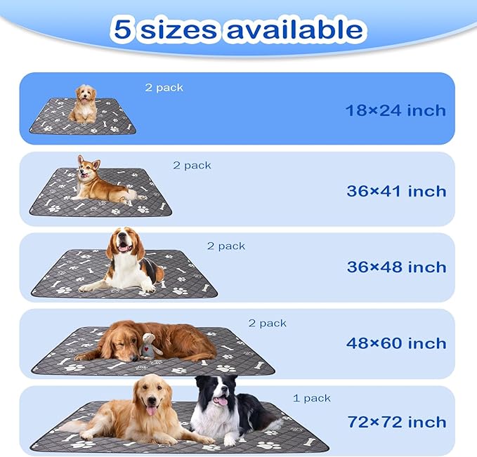 Washable Reusable Training Pads 18"x24" 2 Pack