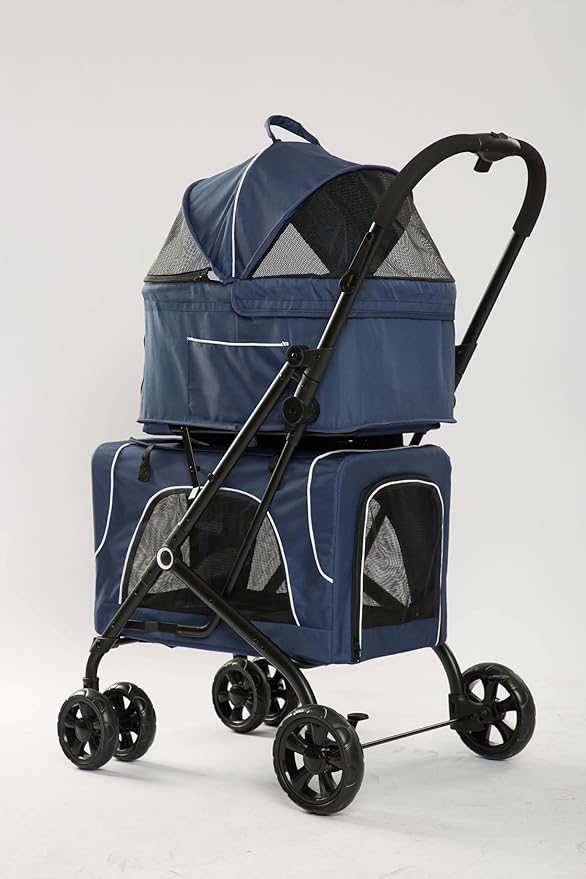 Pet Stroller with 2 Detachable Carriers
