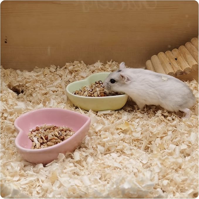 Ceramic Hamster Food Bowl, 1.2oz Durable Heart Hamster Water Dish for Hamsters/Birds/Snakes/Turtle, Easy to Wash and Prevent Tipping (Pink, 1pcs)