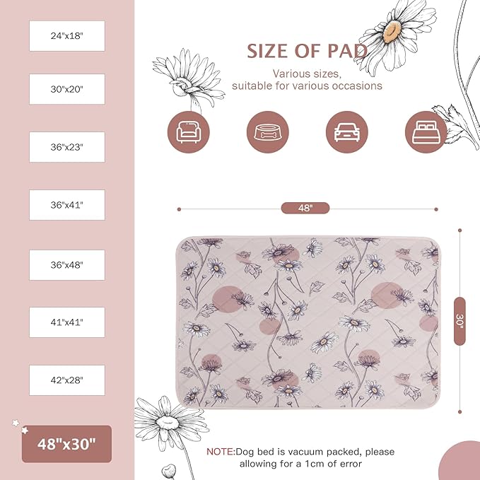 IEUUMLER Washable Pee Pads for Dogs 2 Pack EU007 (Pink 48"X30"-2pcs)