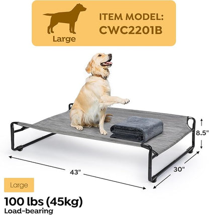 Veehoo Large Elevated Dog Bed with Flannel Dog Blanket CWC2201B