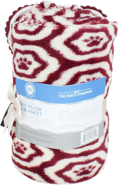 AKC 60"x50" Pet Blanket & 10" Pillow Set