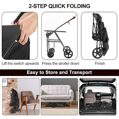 Double Pet Stroller for Dogs and Cats with 2 Detachable Carrier 4 Wheels,
