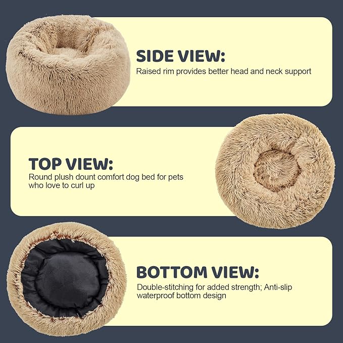 Calming Dog Bed for Medium Large Dogs 39", Shag