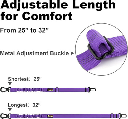 Plutus Pet Dog Seat Belt for Car, Adjustable Dog Car Harness with Carabiner Clip, Reflective Safety Dog Seatbelt Leash with Elastic Bungee, Purple