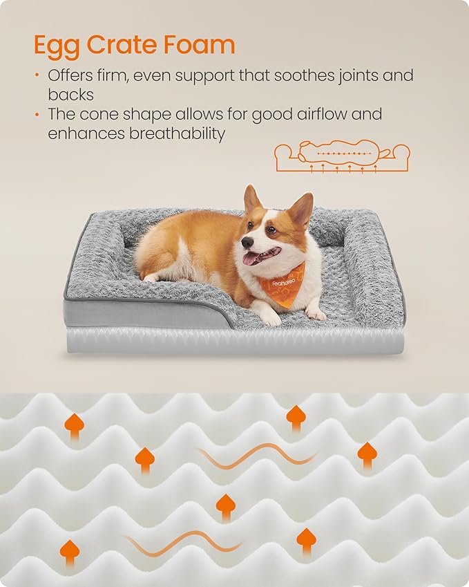 Feandrea Orthopaedic Dog Bed for Medium Dogs 28 x 23 x 6.5 Inches, UPGW251G01