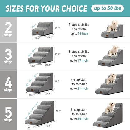 Dog Stairs for Medium Bed 20" H 15.7x28.3x19.7in, Grey, 4 Tiers