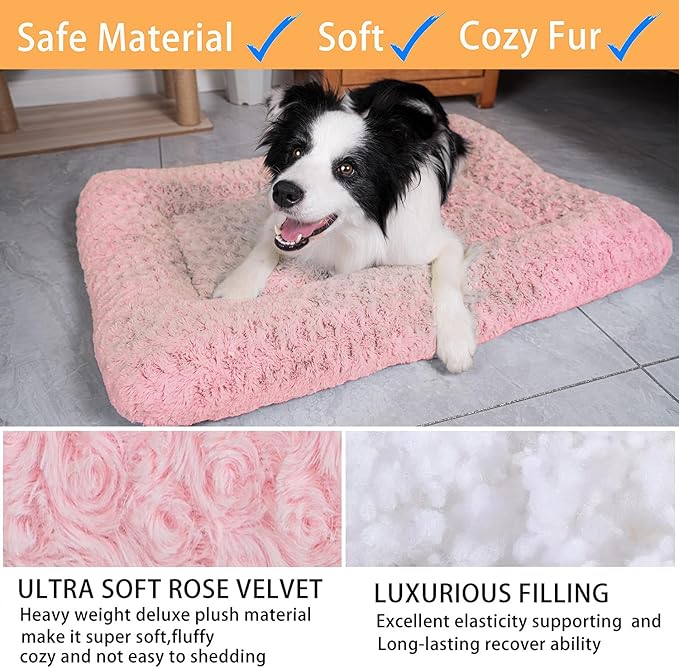 Dog Beds Crate Pad for Medium (35"x23"Pink)