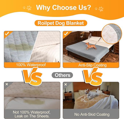 2 Pack Waterproof Dog Bed Cover Blanket Non Slip Couch Cover for Pets Small Dog Cat Kids Children Sofa Furniture Protector(38"×75", Light Grey)