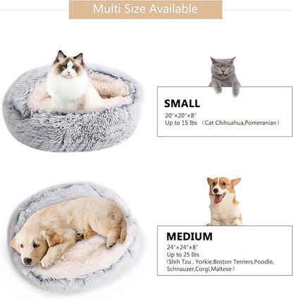 Cozy Dog Bed cat Bed with Cover cave for Small Dogs