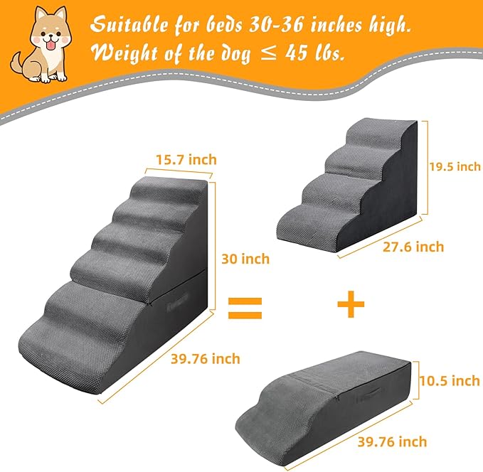 Dog Stairs Steps for 30 Inches Tall High Bed 29 30 31 32 33 Inch