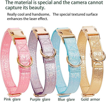 Glare Purple Dog Collar Leather and Nylon Double Layer Thickened Design Adjustable Durable Heavy Duty Dog Collars with Quick Release Metal Buckle for Small Medium Large Dogs M 12.6-19.3"