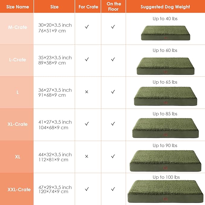 EHEYCIGA Orthopedic Foam Dog Bed for Large Dogs 35"L x 23"W x 3.5"Th, Dark