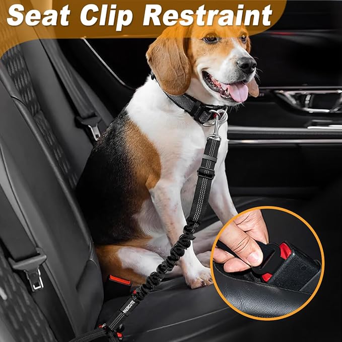 3 Piece Set Dog Seat Belt Retractable Dog Car Seatbelts Adjustable Pet Seat Belt for Vehicle Headrest Restraint Adjustable Heavy Duty & Elastic & Durable Car Harness for Dogs