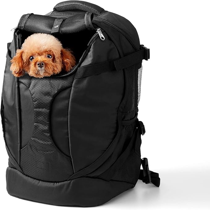 Large Pet Backpack Dog Backpack for Most Dog Sizes Travel&Hiking Pet Carrier Backpack with Safety leash large Ventilations Double-layer Structure (BLACK)