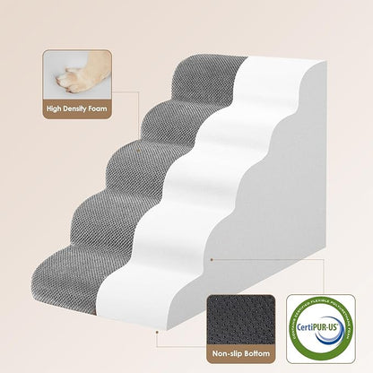 EHEYCIGA Curved Dog Stairs for High Beds 5-Step Extra