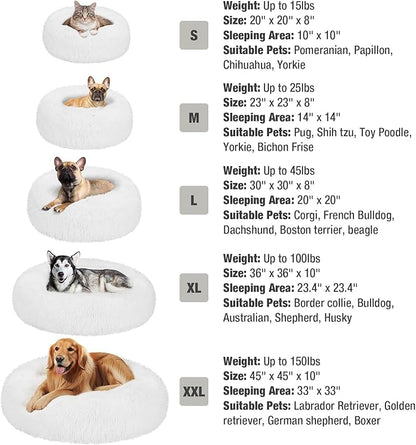 Veehoo Calming Dog Bed for Medium Small Dog 25 lbs 23", White
