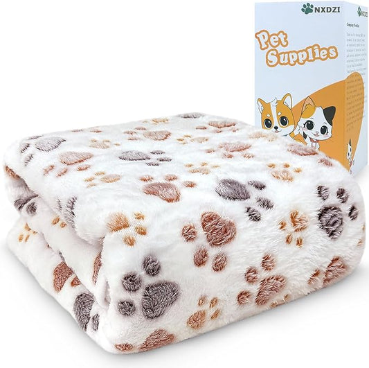 Dog Blankets for Large Dogs, 1 Pc Dog Blanket Washable 60" x 50", Fuzzy Soft Pet Mat Throw Cover for Kennel Crate Bed, Cute Paw Pattern, Cat Blanket, Blankets for Dogs, Pet Blanket