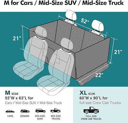 Medium Machine Washable Dog Car Seat Cover for Back Seat& Car Door Protector