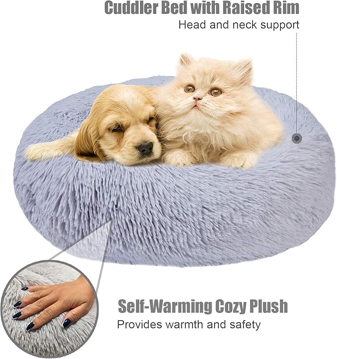 Aurako Cat Bed Dog Bed Round Cushion Pet 20" Light
