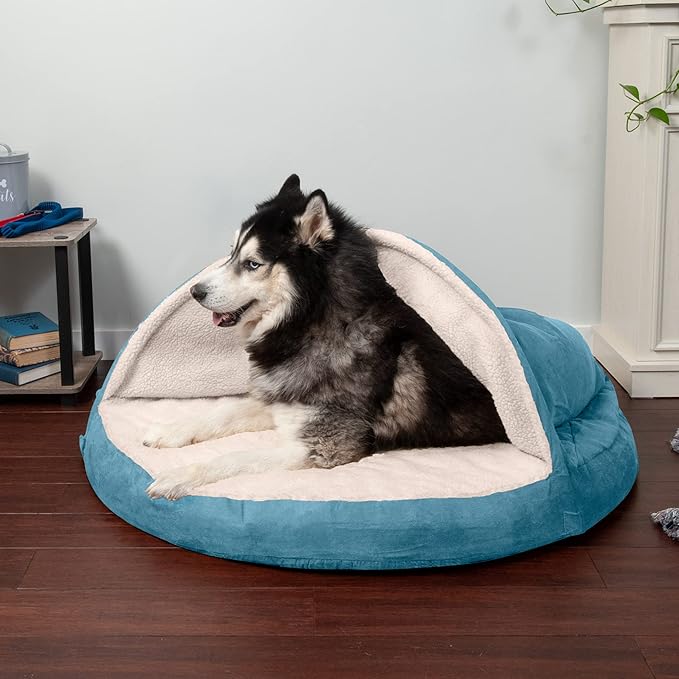 Furhaven 44" Round Memory Foam Dog Bed for Large Dogs w/ Removable Washable Cover 80 lbs 44-inch