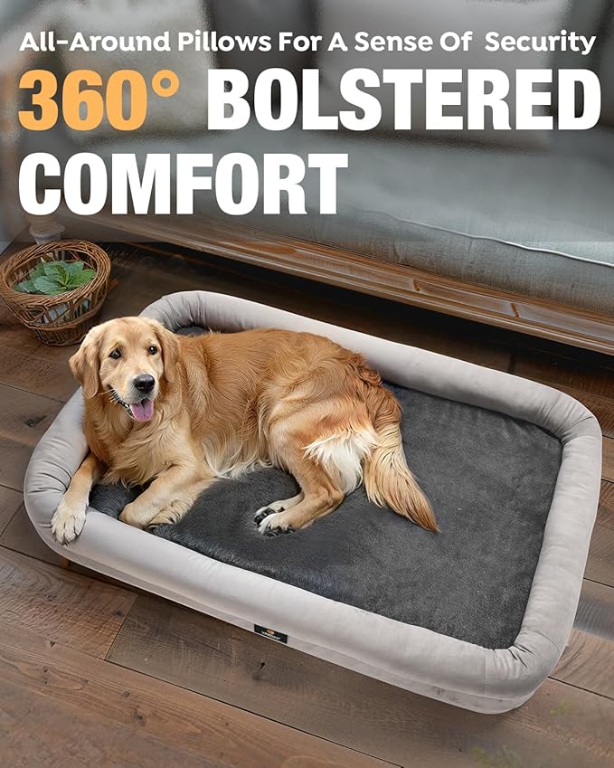 Veehoo XL Dog Bed for Large Dogs 4-Sides Bolster