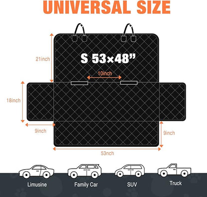 IVY&LANE Dog Car Seat Cover for Back Seat 100% Waterproof 600D Scratch (Black,53"×48")