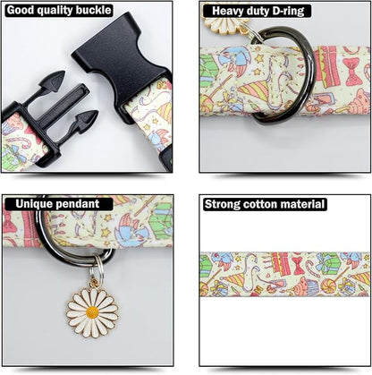 Flower Patterns Dog Collar with Accessories