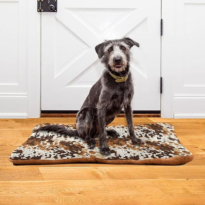 Brown Cow Print Pattern Pet Bed Pad Soft Dog Bed Mat with Anti-Slip Bottom 36 * 24inches
