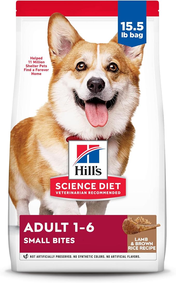 Hill's Science Diet Adult 1-6, Adult 1-6 Premium Nutrition, Small Kibble, Dry Dog Food, Lamb & Brown Rice, 15.5 lb Bag