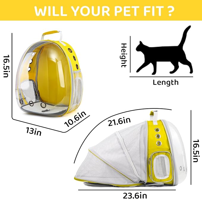 Cat Backpack Carrier,Expandable Pet Bubble Backpack Airline Approved, Pet Travel Carrying Bag for Small Medium Cats and Puppy with Hiking Walking Outdoor Use