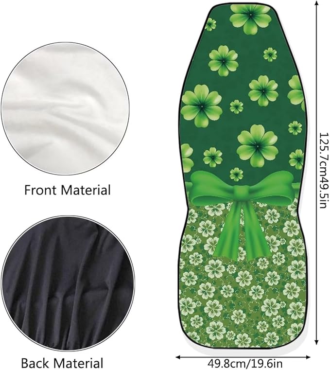 St. Patrick's Day Green Grass Bow Tie Car Seat Cover for Women Men